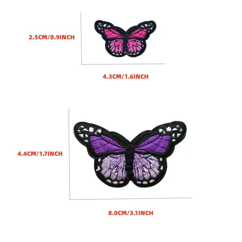 10/20/30 Uds. Surtido de parches de mariposa para planchar en ropa, parches bordados, apliques para ropa, pegatinas de dibujos animados DIY para mujeres y niños - imagen 4