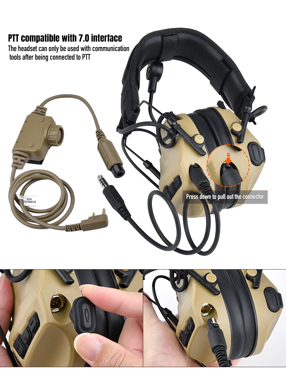 Auriculares guardados en una bolsa táctica