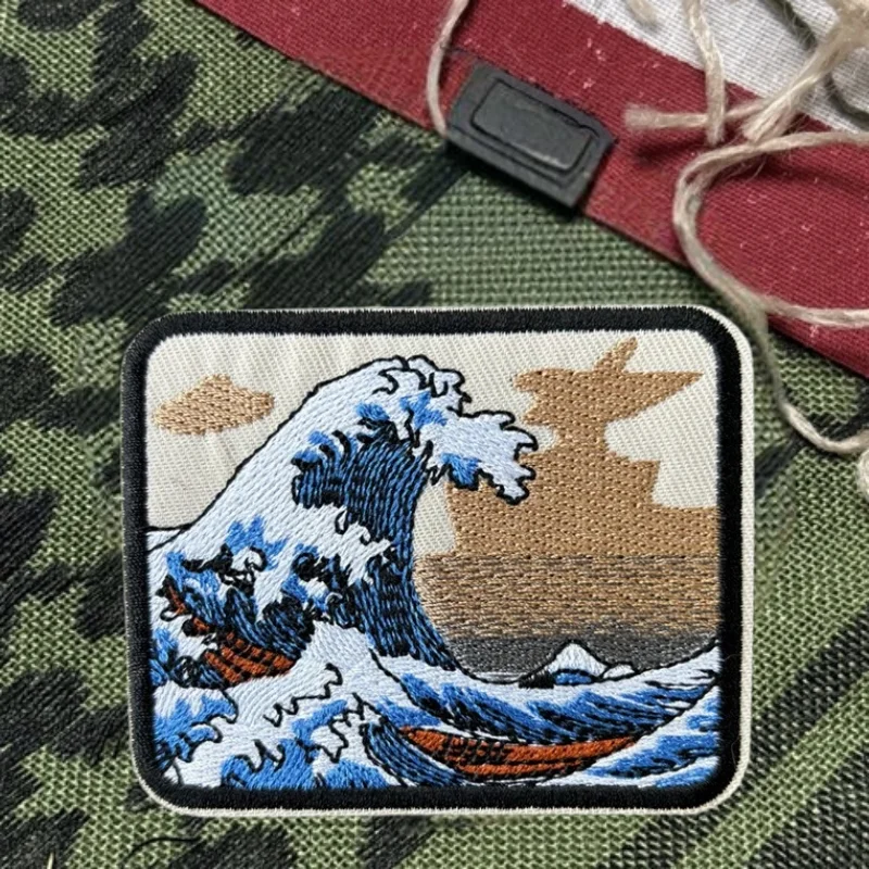 Parche bordado "Sea Wave", chaleco táctico, sombreros con gancho y bucle, insignia de moral, mochila, pegatinas decorativas, parches para brazalete para ropa - imagen 2