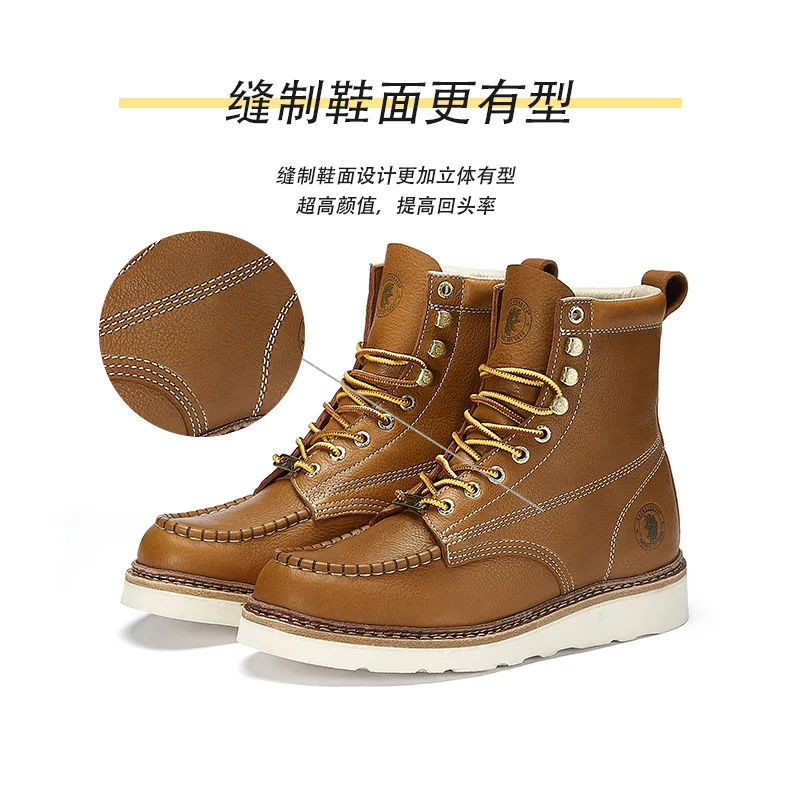 ROCKROOSTER, botas de cuero de vaca para herramientas de motocicleta, zapatos de senderismo para hombre, zapatos tácticos impermeables, botas de caza, zapatillas de deporte para acampar - imagen 3