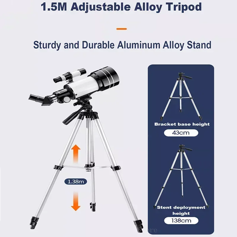 Telescopio astronómico profesional para el espacio, Monocular grande de 70mm, binoculares potentes de tiempo 150, visión nocturna, estrella para acampar - imagen 5