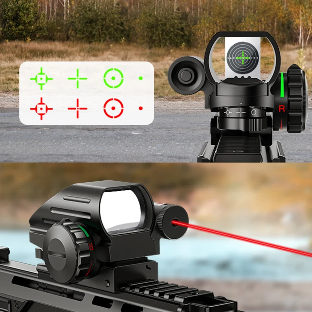Mira réflex táctica, mira telescópica de caza con 4 retículas, color rojo y verde, óptica de caza para riel de 11mm/20mm - imagen 5