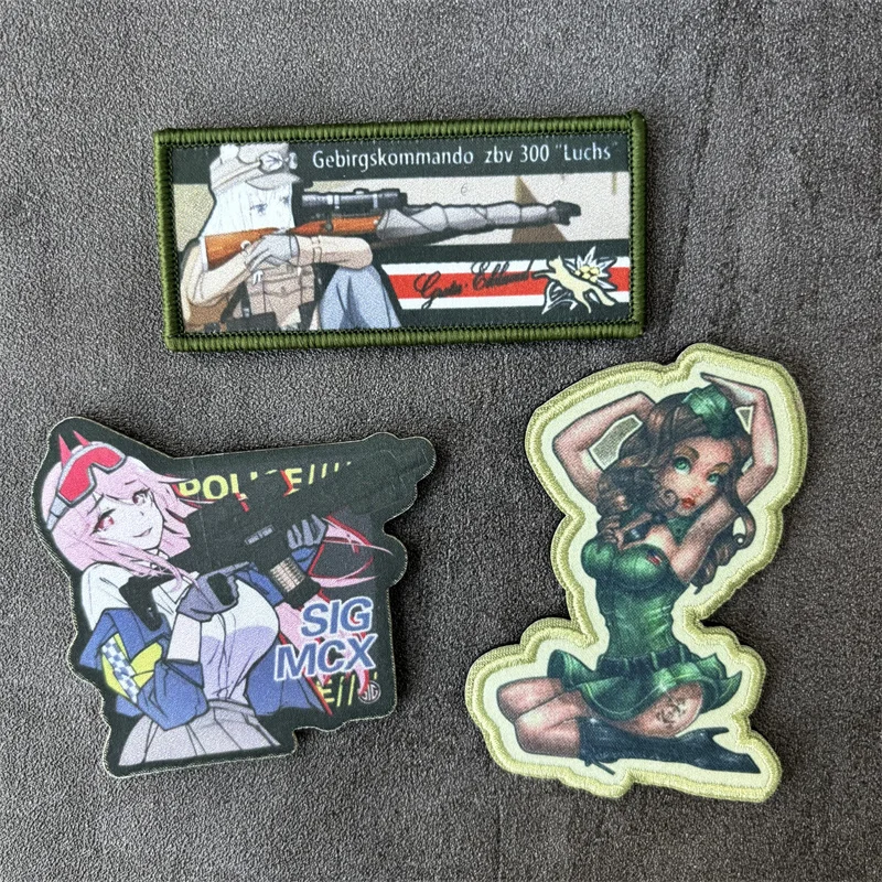 Parche con estampado táctico de belleza para ropa, insignia de moral para niña, parches militares con gancho, pegatina para mochila, brazalete