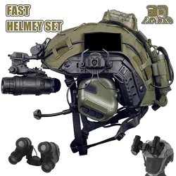 Juego de funda de camuflaje para casco táctico Airsoft, casco rápido PJ con auriculares, GPNVG-18, bolsa de contrapeso de luz de señal de montaje L4G24 NVG