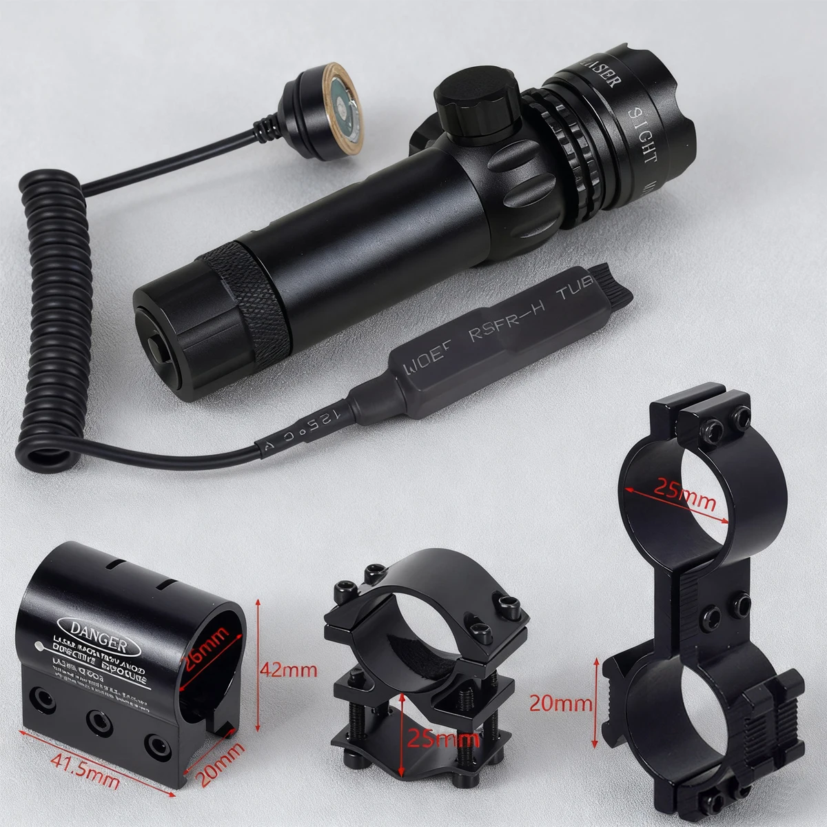 Rifle táctico Universal rojo verde Las ** luz 532nm mira LS luz con interruptor de presión Base de montaje accesorios para mira telescópica