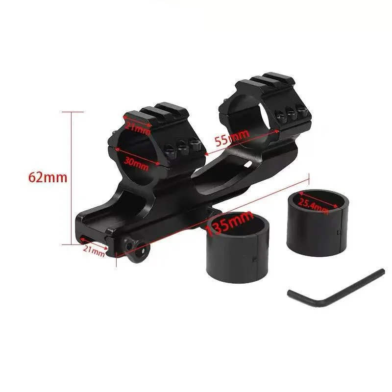 Soporte voladizo para alcance de 30mm y 1 pulgada con riel Picatinny superior de 20mm, base de 20mm, doble anillo, para caza, accesorios para pistola de juguete - imagen 5