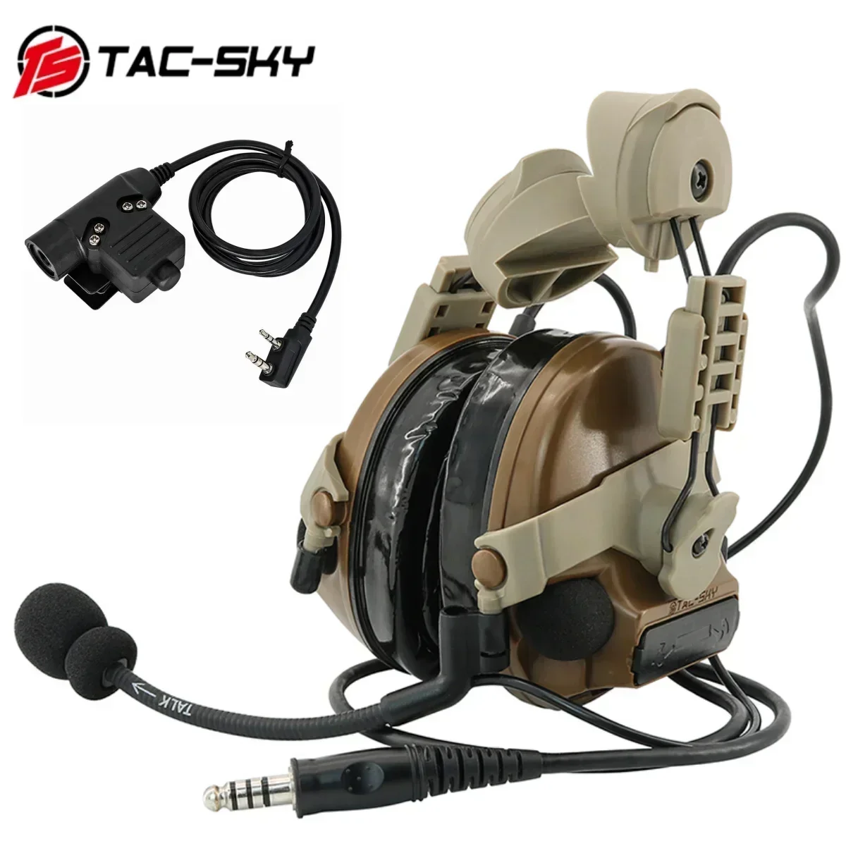TS TAC-SKY Auriculares tácticos COMTA III Caza y disparo C 3 CASCO TÁCTICO ARC-nuevo soporte + 2 pines enchufe kenwo U94 PTT - imagen 3