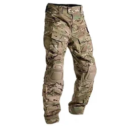 Pantalones tácticos para hombre con rodilleras y bolsillos camuflados