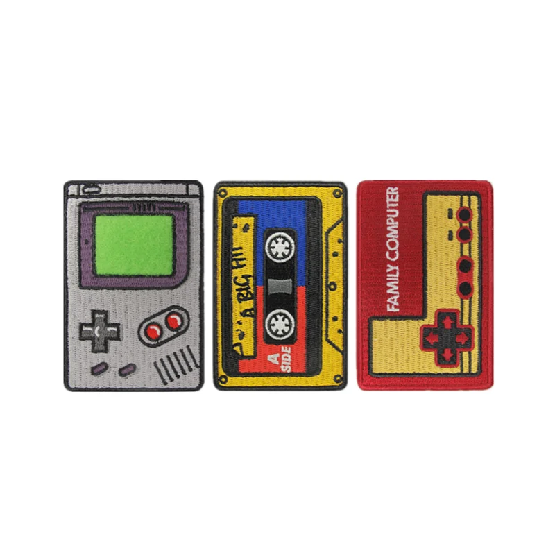 Parches bordados Retro nostálgicos de GAMEBOY, insignias conmemorativas de cinta magnética, recuerdos de la infancia, familia, ordenador, FC, Gamepad