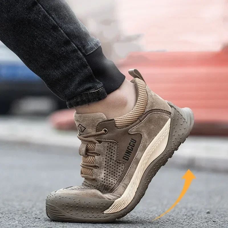 Zapatos con punta de acero para hombre, zapatos de trabajo transpirables para mujer, zapatillas de trabajo con parte superior hueca, botas de seguridad protectoras con punta de acero ligeras - imagen 5