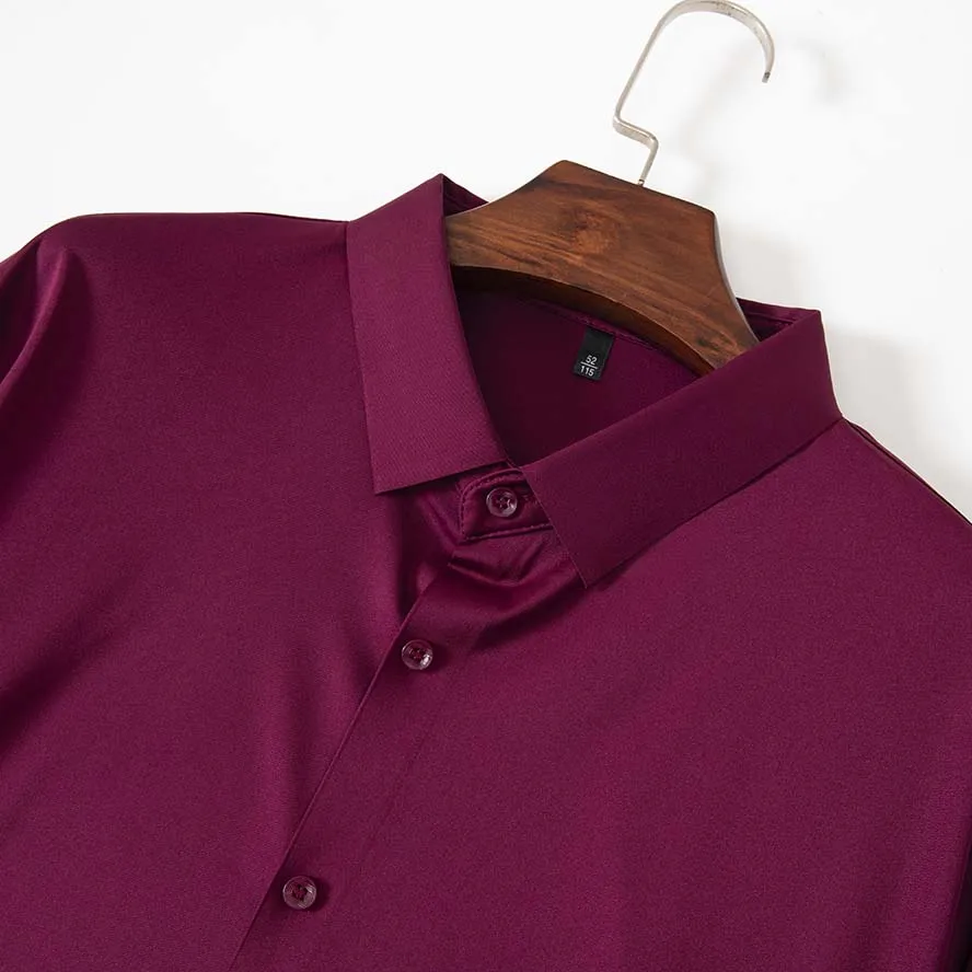 Camisas de negocios sólidas para hombres de talla estadounidense, camisa informal básica sin planchar resistente a las arrugas, camisa de vestir de manga larga blanca, ropa para hombres - imagen 5