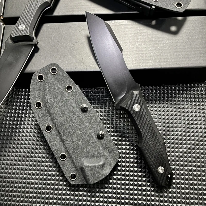 Cuchillo al aire libre, cuchillo de supervivencia en la naturaleza, cuchillo táctico multifuncional, cuchillo de autodefensa para acampar con funda K, recto b - imagen 4