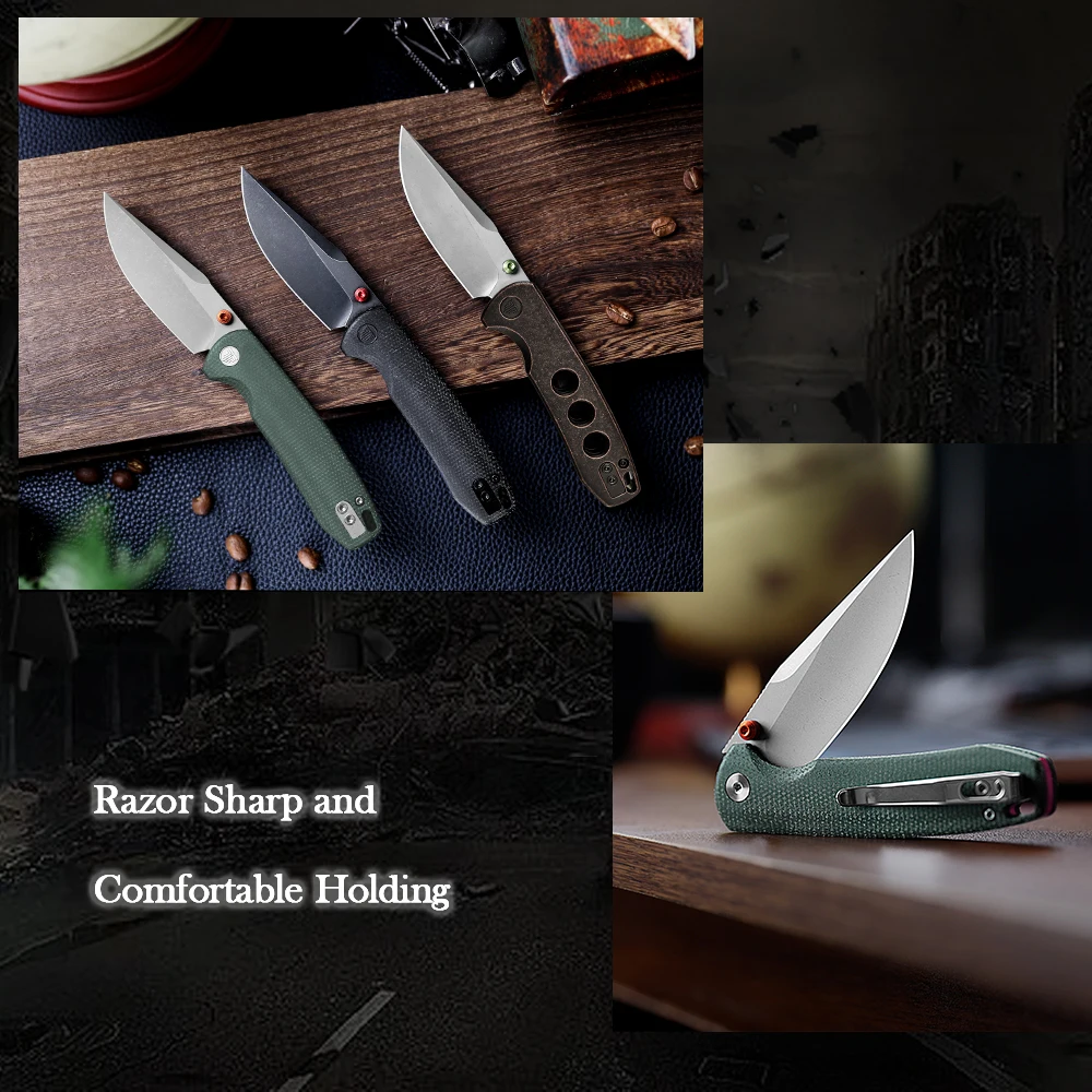 TRIVISA cuchillo plegable táctico de bolsillo con clip cobre Micarta - imagen 5