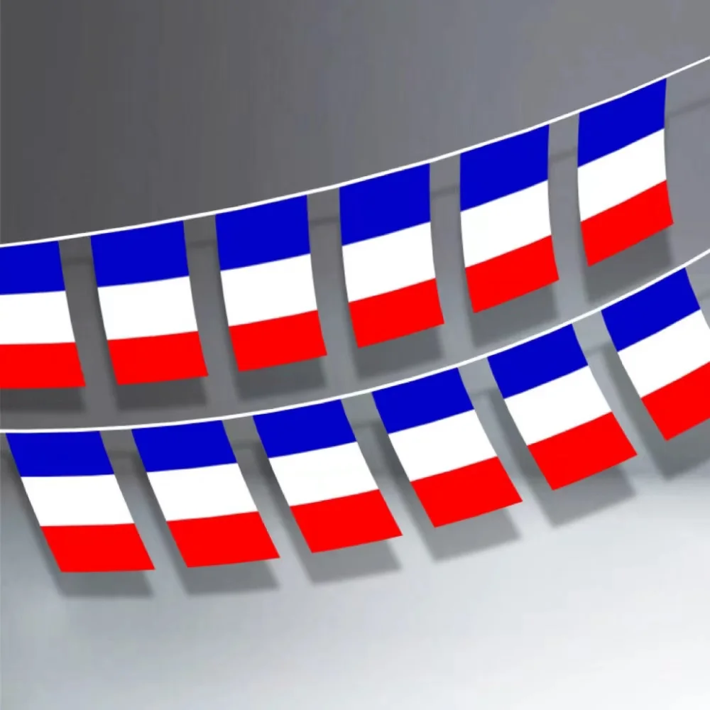Bandera de Francia 14x21cm 20 unids/set FR Francia banderines cuadrados franceses decoraciones navideñas para fiestas navideñas - imagen 4