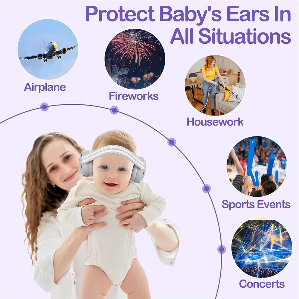 YHKEMA 0-2 años niño bebé oreja 25dB defensores niños orejeras reducción de ruido orejeras protectores auriculares con cancelación de ruido - imagen 5