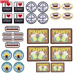 10 Uds. Insignias bordadas para el Festival de la cerveza alemana, uniforme DIY, sombreros, chaqueta, parche para planchar, parches para ropa, pegatinas bordadas