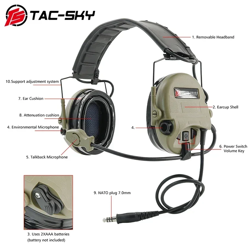 Auriculares tácticos TS TAC-SKY SORDIN Ultra Shooting protección auditiva cancelación de ruido auriculares para walkie talkies Kenwood - imagen 4