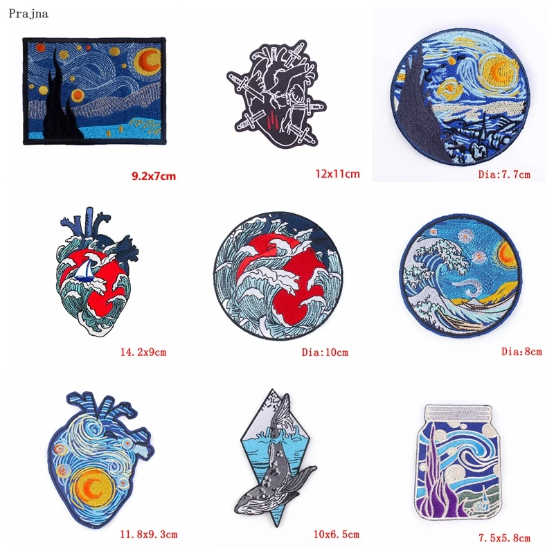 Parche bordado Van Gogh olas – para planchar o coser - imagen 4
