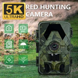 Cámara de rastreo infrarroja PR901 5K HD, cámara de juego de caza impermeable, aplicación TrailCam Go View de 60MP, descarga de fotos, observación de animales