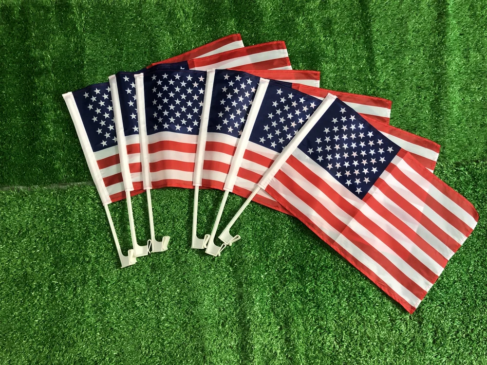 SKY FLAG-bandera americana de doble penetración para coche, portador de bandera de ventana de EE. UU., banderas ondulantes con asta de plástico, 30x45cm - imagen 4