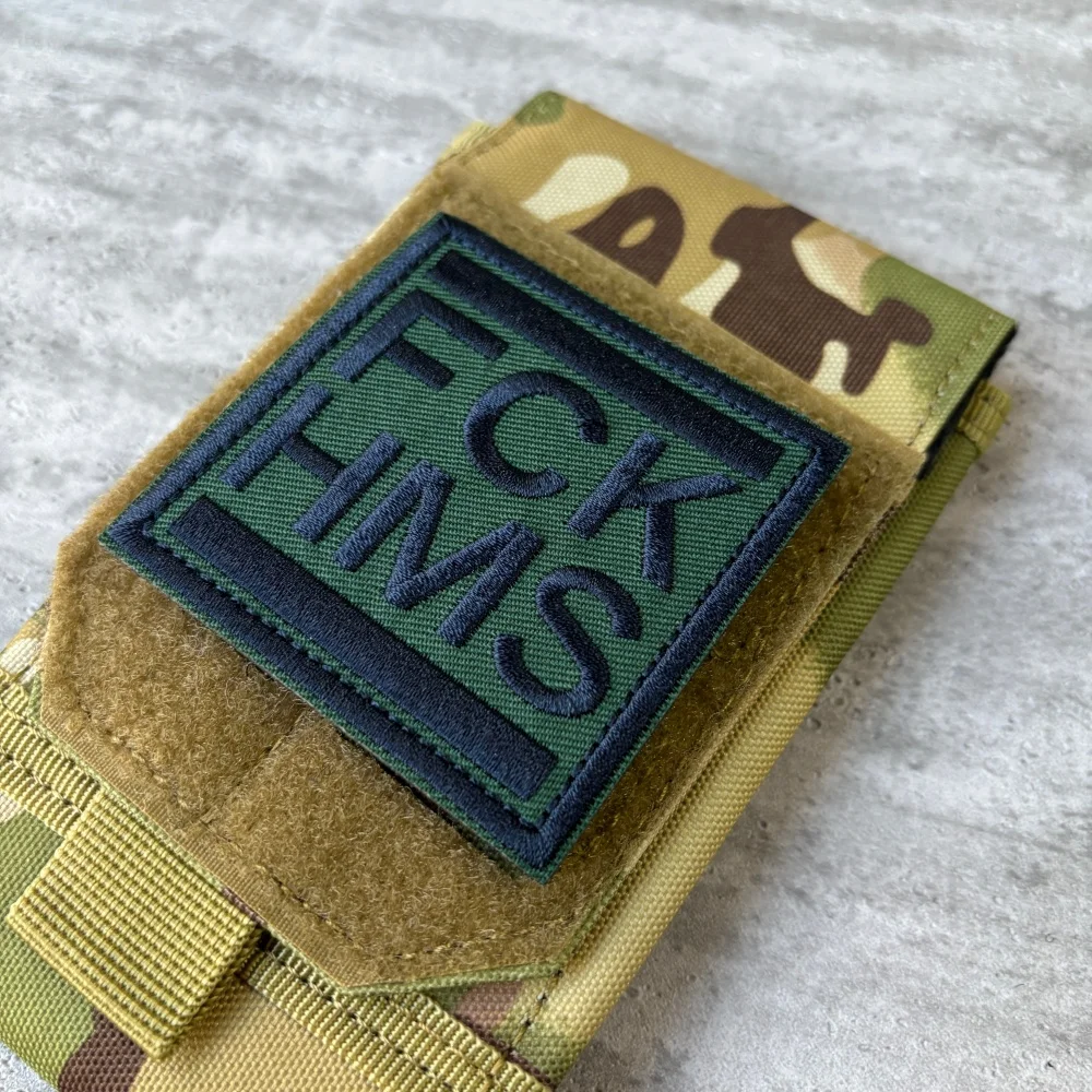Parche bordado táctico FCK HMS – Insignia moral con velcro - imagen 3