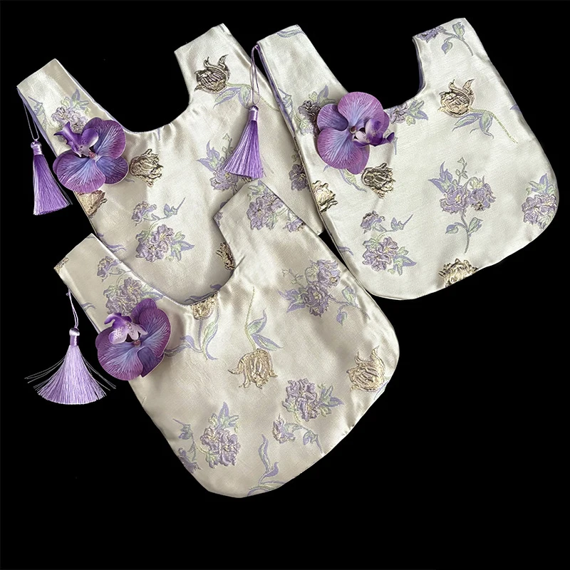 Bolso de mano bordado Lawaia para mujer, 1 unidad, 26-20cm, bolso tejido, bolso para teléfono, cartera para niñas, bolsas artísticas con patrón de flores - imagen 4