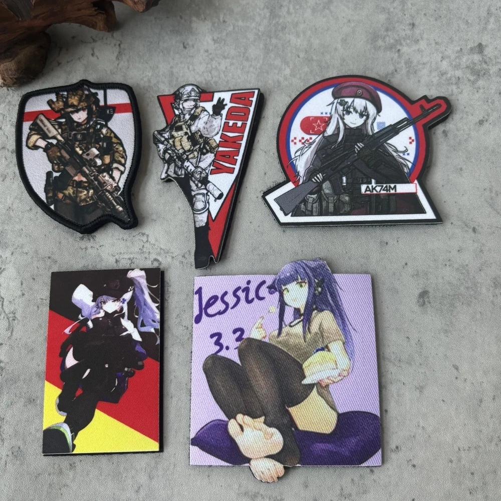 Parche táctico de moral de Anime para niña, emblema con gancho y bucle impreso para chica, insignia militar, brazalete de combate, pegatinas para mochila