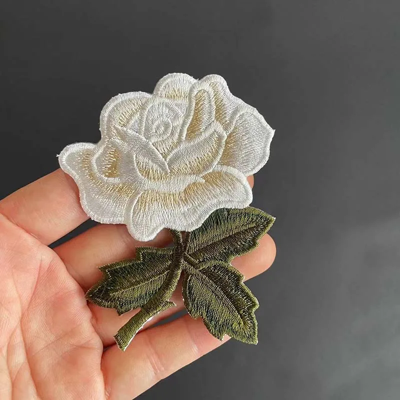 Parches bordados de rosas pequeñas para planchar, apliques florales de tela, pegatinas para ropa, costura DIY, 6 piezas/8,5x6,5 CM - imagen 5