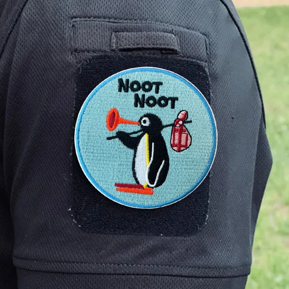 Parche táctico de moral de pingüino bonito, parches divertidos de gancho y bucle, insignia militar, pegatinas para mochila, brazalete, aplique para casco