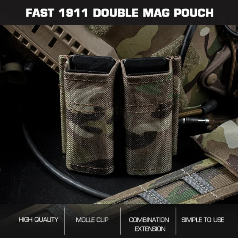 Bolsa doble para revistas 1911 |   Soporte magnético para pistola Compatible con MOLLE |   Diseño de liberación rápida - imagen 2