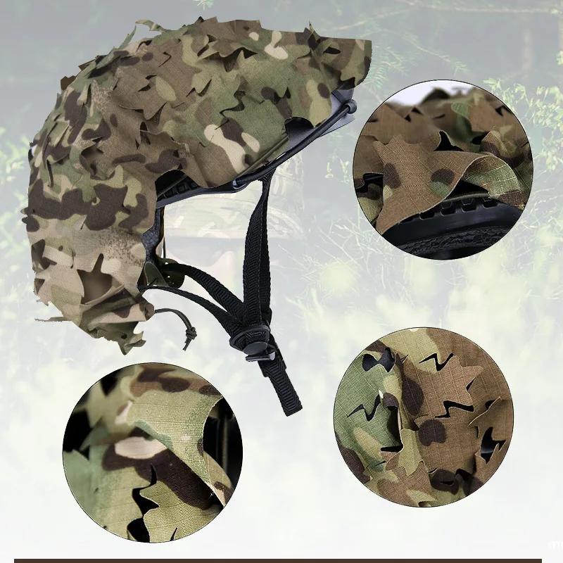 Cubierta táctica casco Airsoft hoja camuflaje 3D malla - imagen 2