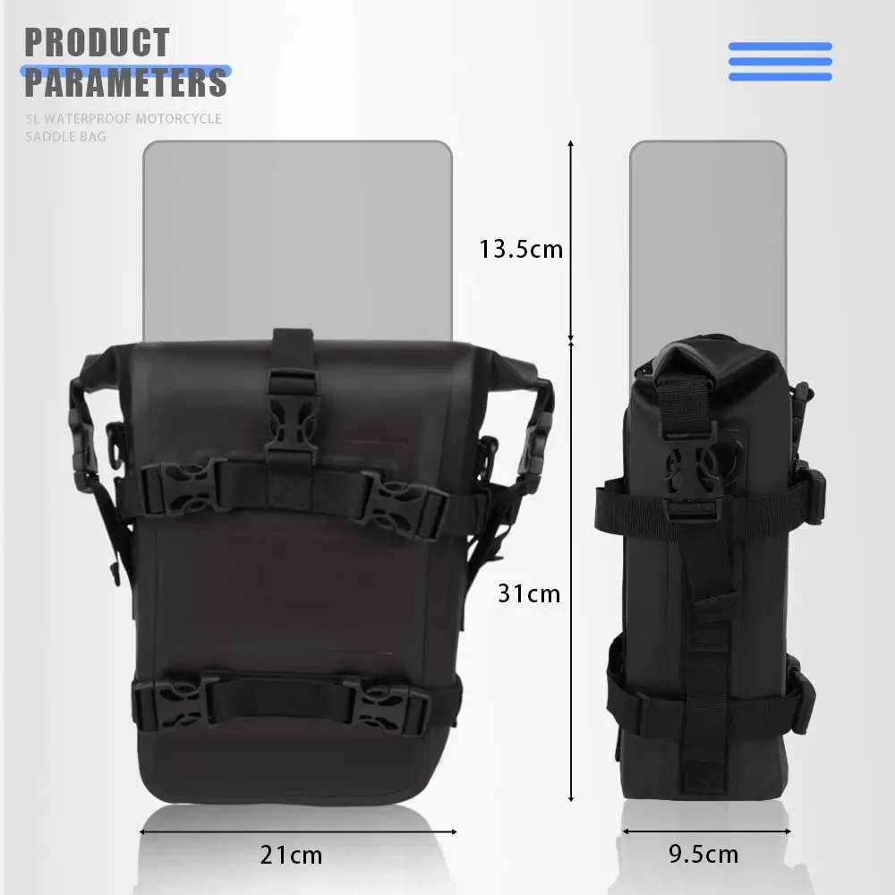 Bolsa negra de barra de choque para marco de motocicleta, bolsa de colocación de herramientas de reparación impermeable de 8L para BMW R1200GS R1250GS HONDA Suzuki DL650, 2 uds. - imagen 2