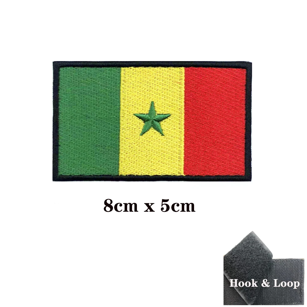 Parches de bandera del senegal, brazalete, parche bordado, gancho y bucle, insignia bordada con hierro, raya militar - imagen 3