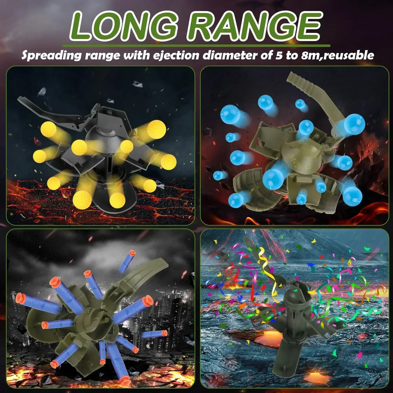 FTactical Airsoft, juguetes de granadas de mano, 1 Uds., modelo M26 de plástico, anillo de tracción de impacto alimentado por resorte, juguete de Granada de agua para más de 14 niños, regalo - imagen 4