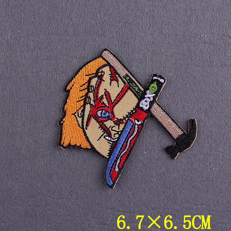 Parche bordado de terror, parches termoadhesivos para planchar en la ropa, rayas Punk, insignias para mochila - imagen 4