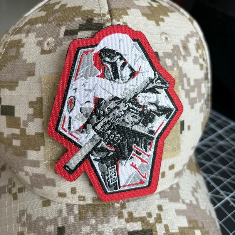 Parche táctico Fett guerrero mandaloriano, parches tejidos con gancho y bucle, insignia de moral de cazador de recompensas, brazalete militar, pegatina para mochila - imagen 5