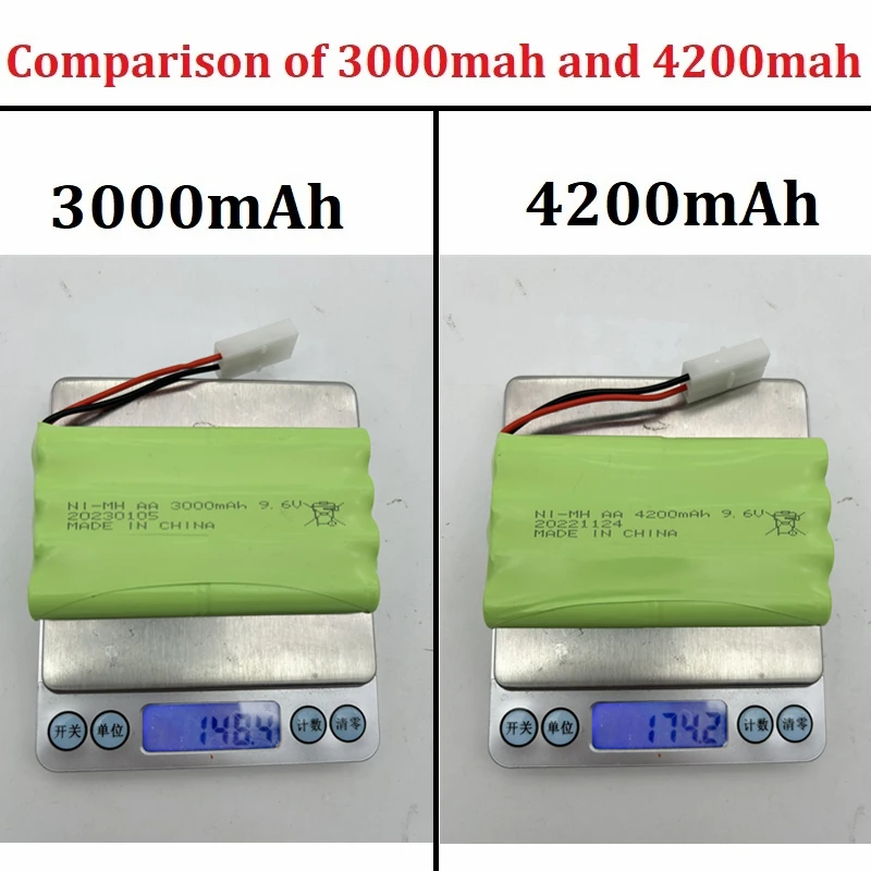 Batería recargable de 9,6 v y 4200mah para juguetes a control remoto, para coches, tanques, Robots, barcos, 9,6 v, 2800/3000mah, batería NiMH de 9,6 v, pilas AA - imagen 2