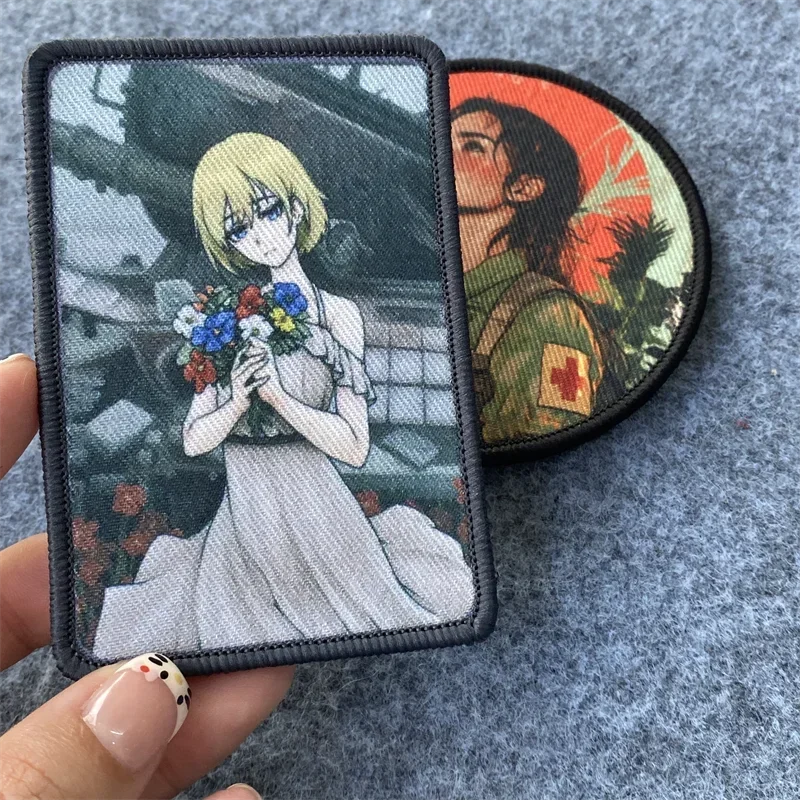 Brazalete con parche táctico de rescate médico para niñas, insignias de moral con estampado de "flores", gancho y bucle, mochila, pegatinas decorativas para ropa - imagen 4