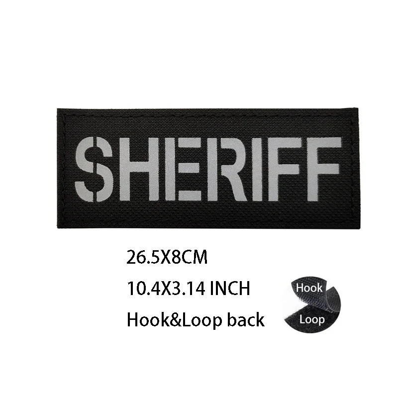 Accesorios para exteriores, letras en inglés, insignias de goma de PVC, chalecos SHERIFF, brazaletes luminosos, parches de gancho y bucle para chaquetas - imagen 5