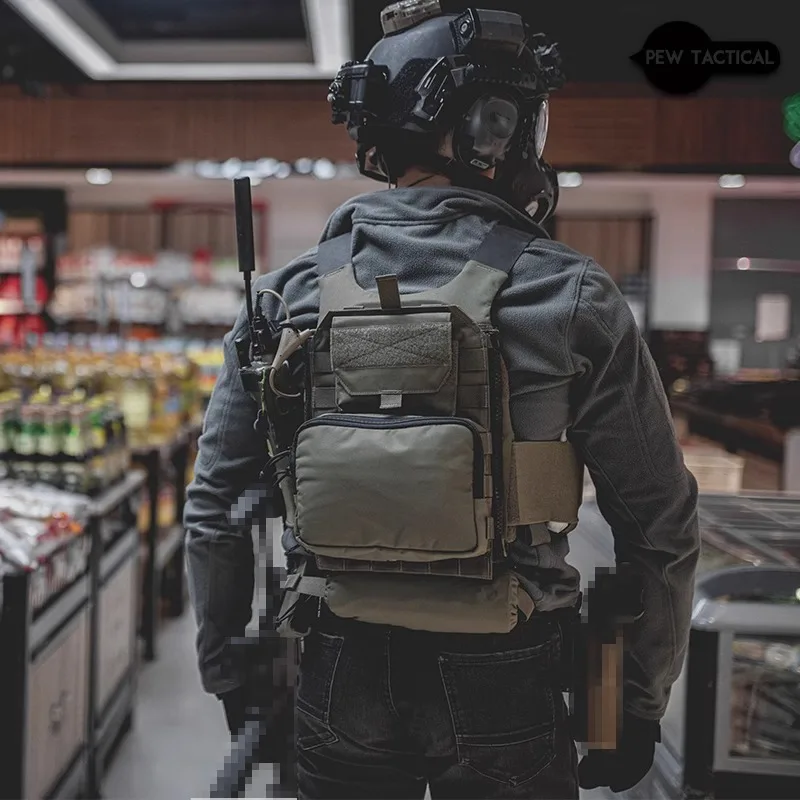 PEW TACTICAL Chaleco MOLLE con cremallera trasera para airsoft caza - imagen 3