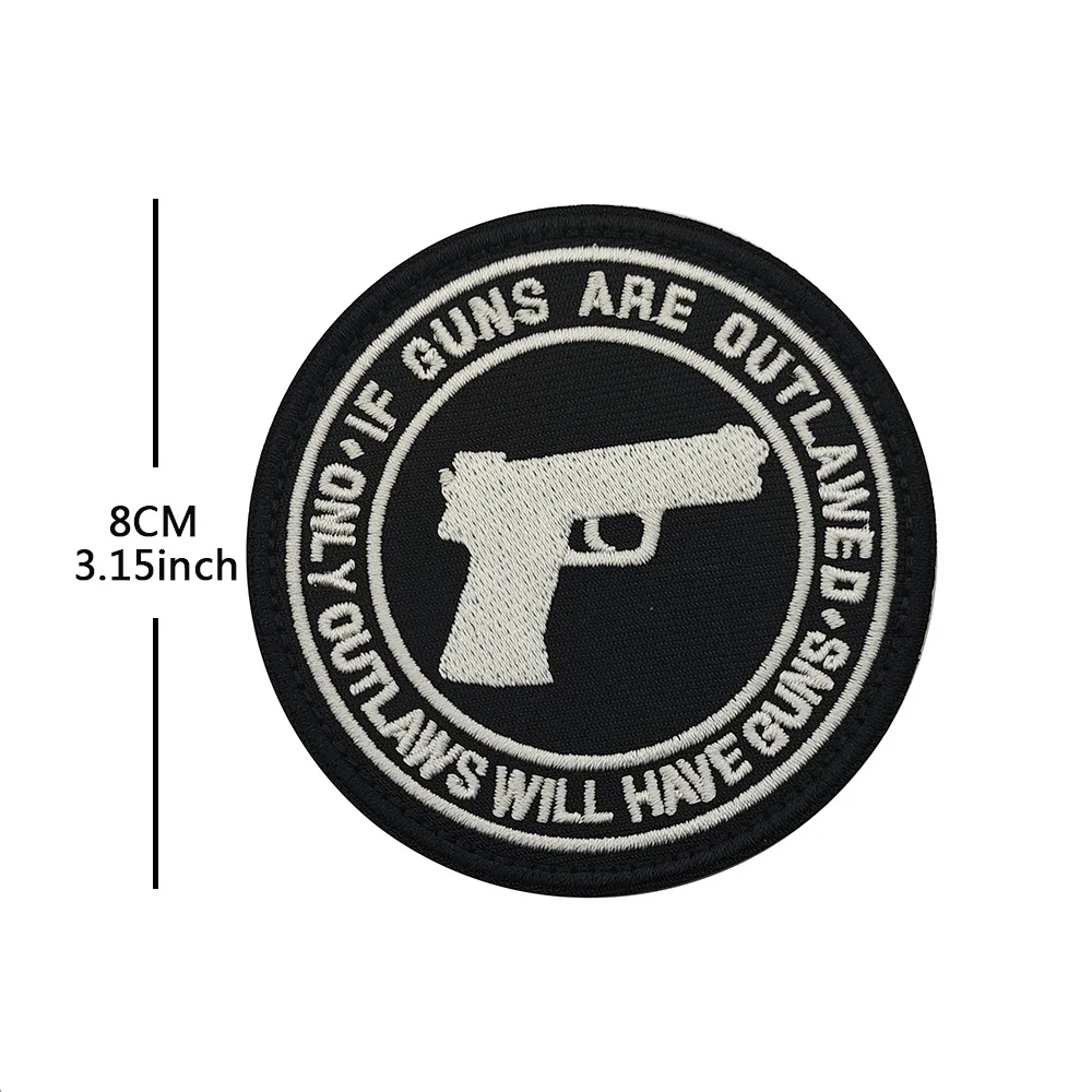 Parches GUNS ARE OUTLAWED, gorras bordadas de alta calidad, insignia táctica militar, brazalete con gancho para chaqueta, mochila - imagen 2