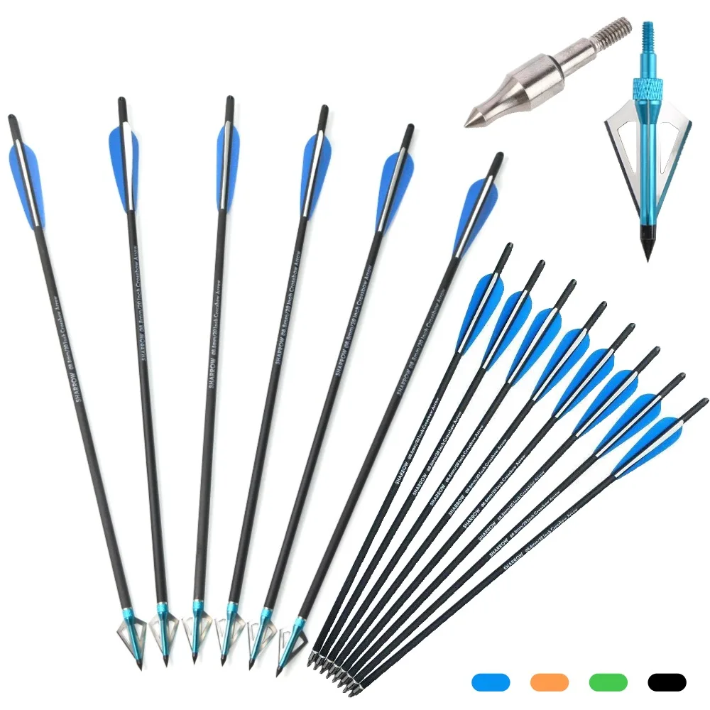 16/17/18/20/21/22 "pernos de ballesta flechas de carbono con hoja de repuesto de 100Gr puntas de flecha caza tiro 6/12 Uds flechas de ballesta