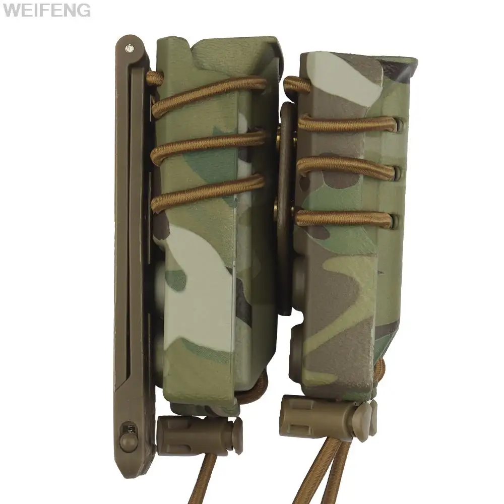 Estuche doble de 9mm/5,56mm para Rifle Molle M4 AR15 M6 AK Mag, funda para pistola táctica, soporte de liberación rápida - imagen 4