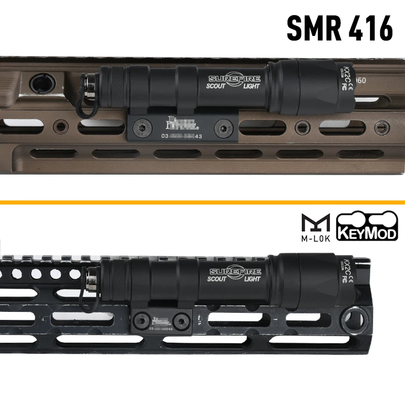 Danie-luz de explorador de defensa, montaje lateral DD CNC Keymod, carril de M-LOK para SureFire SF M300 M600, soportes de Base para linterna táctica PEQ 15 - imagen 2