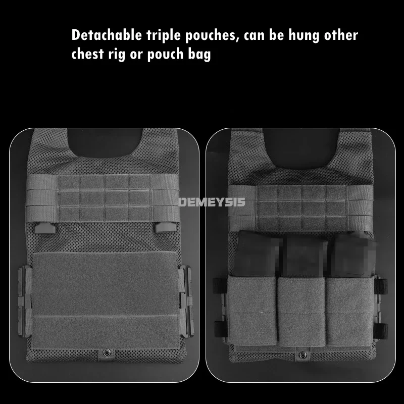 Chaleco de caza al aire libre, portador de placa de tiro táctico, chaleco protector ajustable con bolsa, armadura corporal de combate, chalecos portátiles - imagen 5