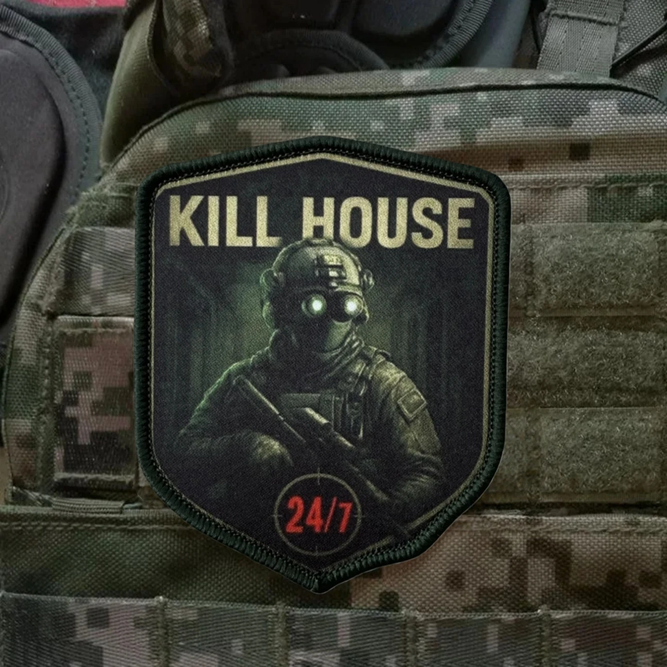 Insignia de moral táctica de soldado enmascarado KILL HOUSE, apliques personalizados, parches de gancho y bucle impresos militares, pegatina para mochila de ropa - imagen 2