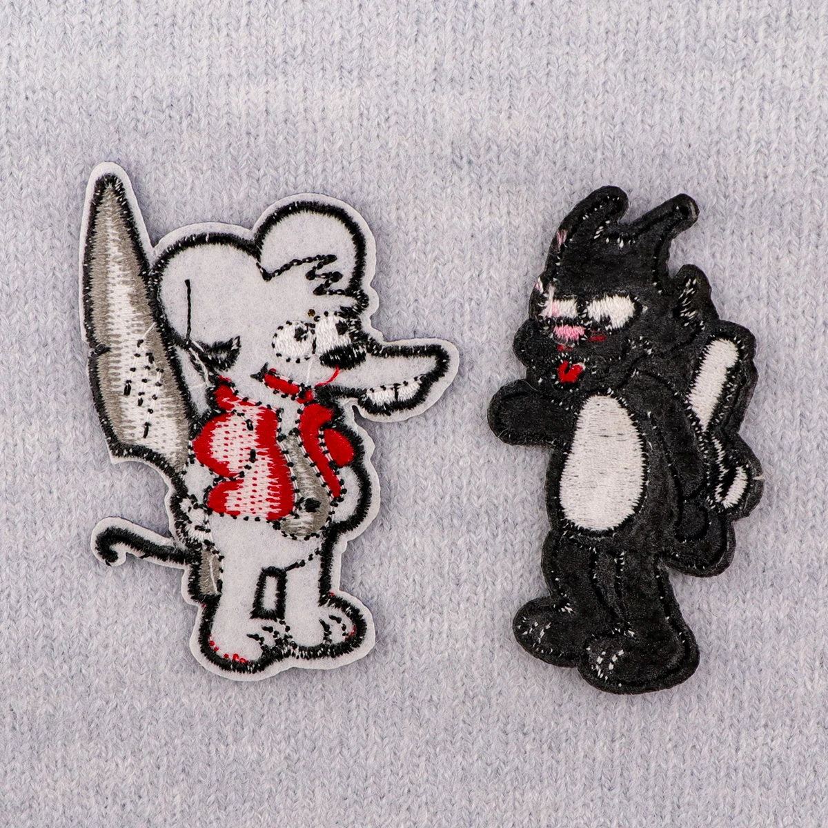 Parches de personajes de dibujos animados para ropa, bonito ratón, parches bordados para planchar para ropa, accesorio de apliques de rayas DIY - imagen 3