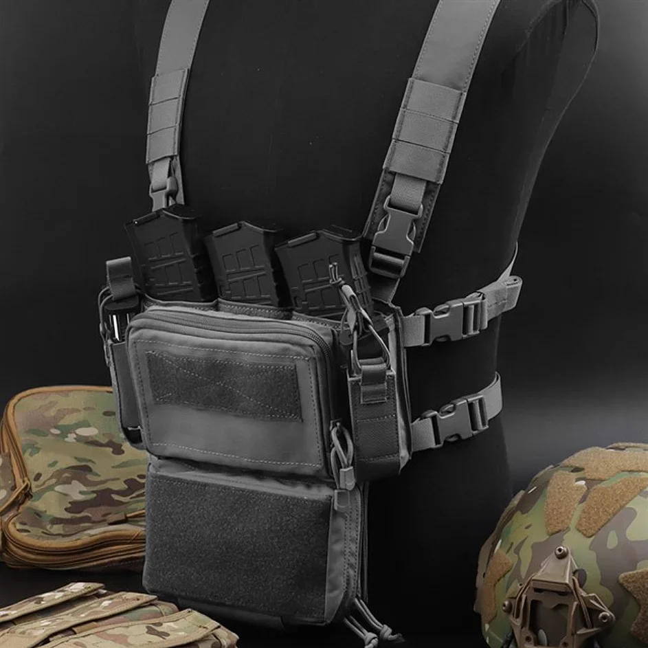 Chaleco táctico táctico D3CRM montado en el pecho, chaleco táctico Airsoft con bolsa Mag de 5,56/9mm, chaleco de caza al aire libre, Kit de montaje en el pecho táctico - imagen 2