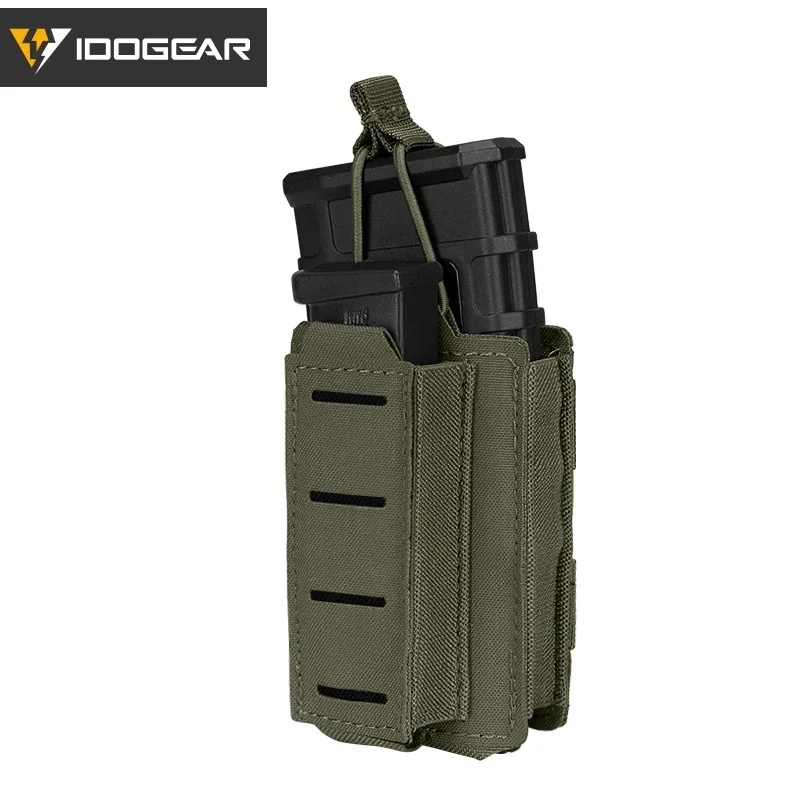 IDOGEAR táctico LSR 9mm 556 Mag bolsa doble Mag portador individual MOLLE bolsa corte láser parte superior abierta Airsoft bolsa de munición duradera 3569 - imagen 4