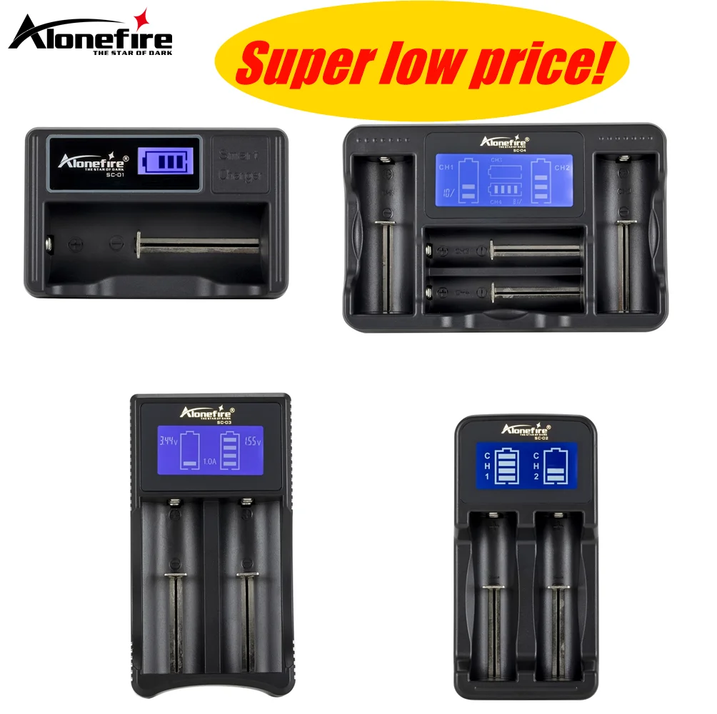 Alonefire cargador USB LCD táctico baterías de litio recargables